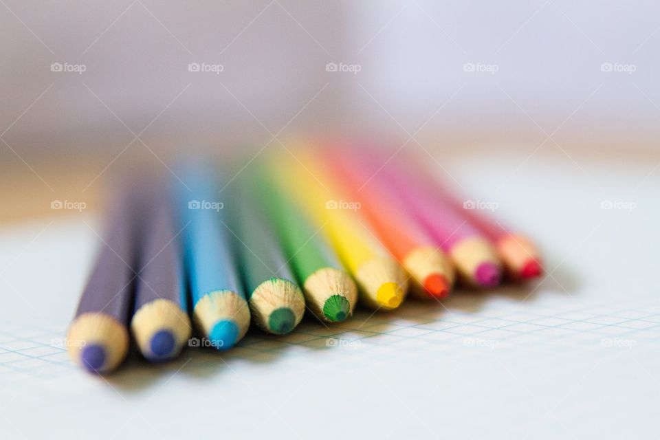Colored pencils on table