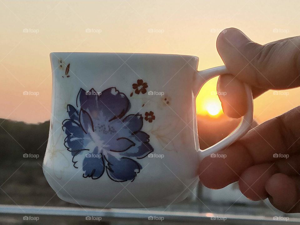 Sunset and a cup of tea what else I want.🌄☕📸