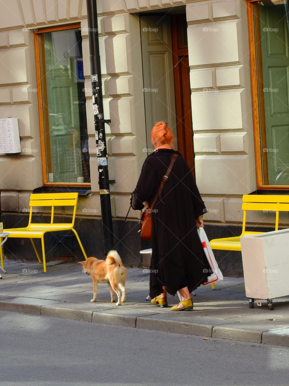 Colorful lady & her dog