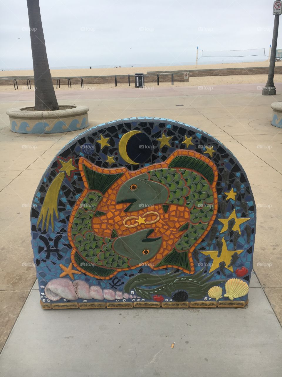 Artistic Mosaic Artwork at the Beach