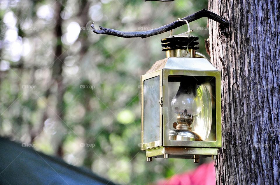 An oil lamp in a park