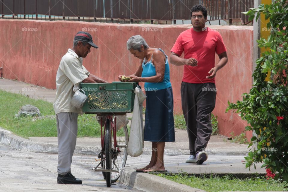 Fruits Street Vendor Selling Bananas,Guantanamo,Cuba