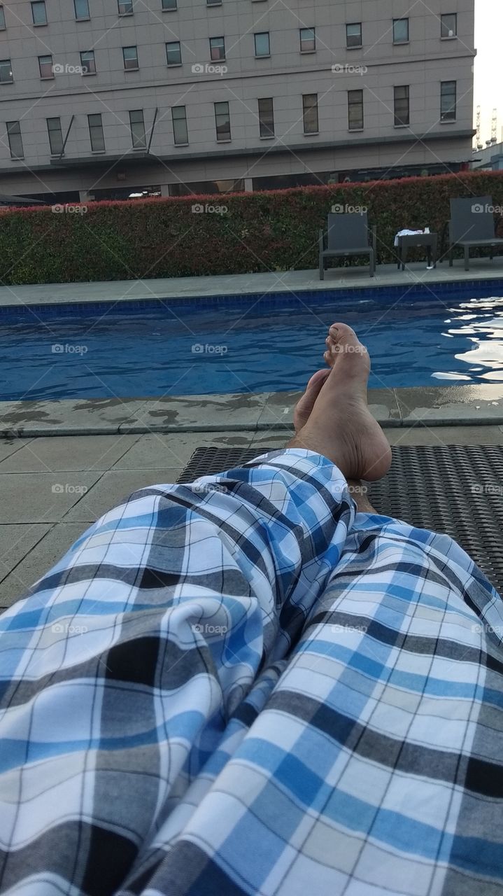 Relaxing at pool