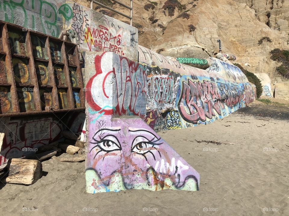 Graffiti wall at the beach