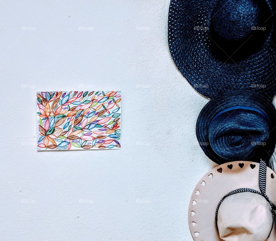 Hats falling colorful petals