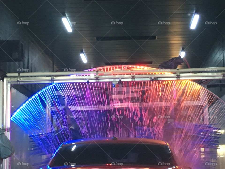 Rainbow soap at the car wash 