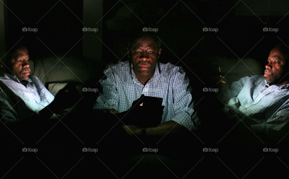 A set of a man using mobile phone