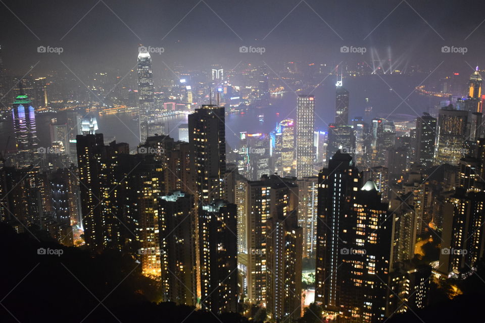 Hong Kong skyline from Victoria Peak. Looks like a city from the future.
