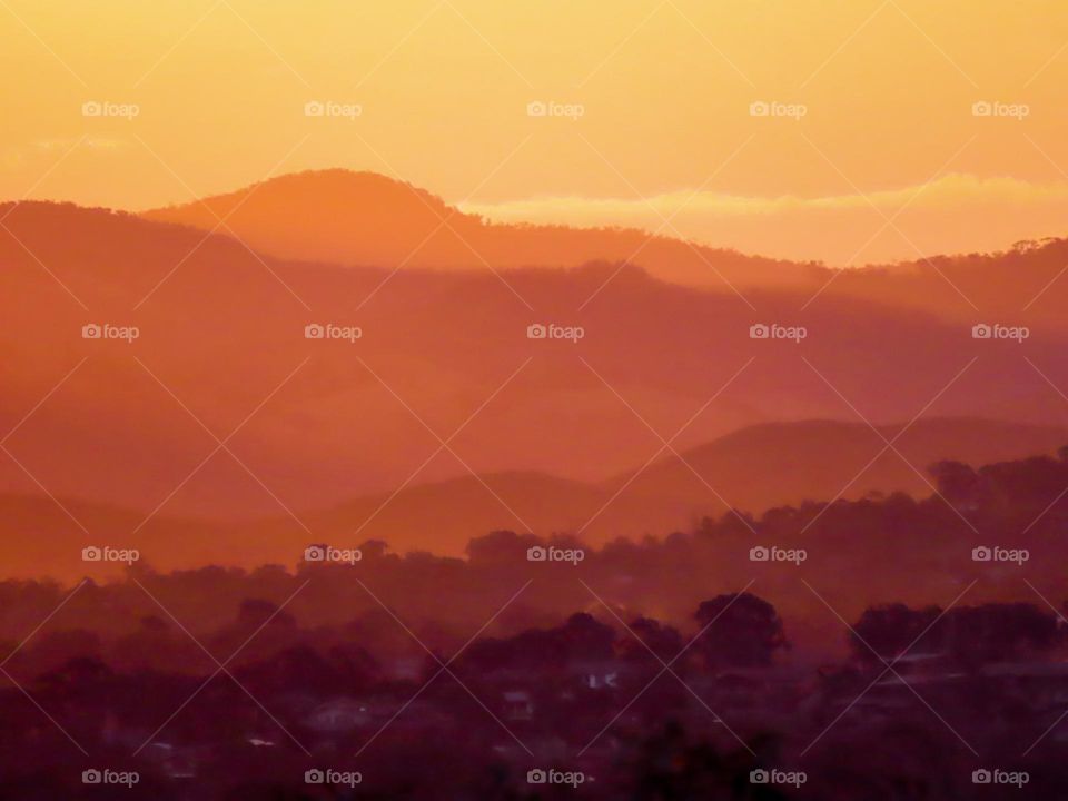 Mountain layers at sunset