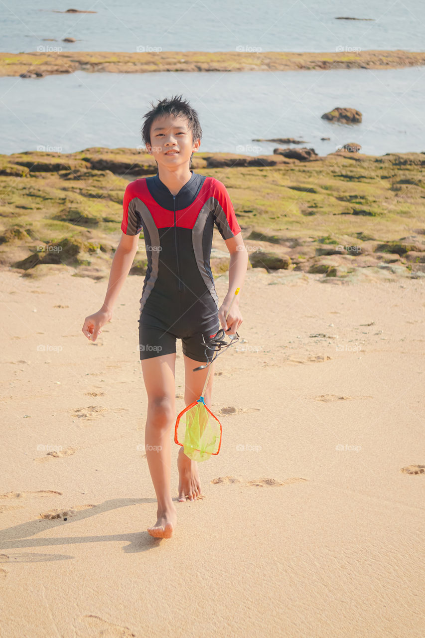 walking at the beach