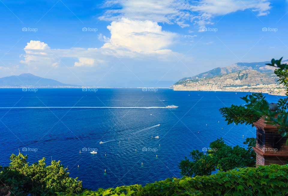 Sorento, view on Vesuvius, Italy