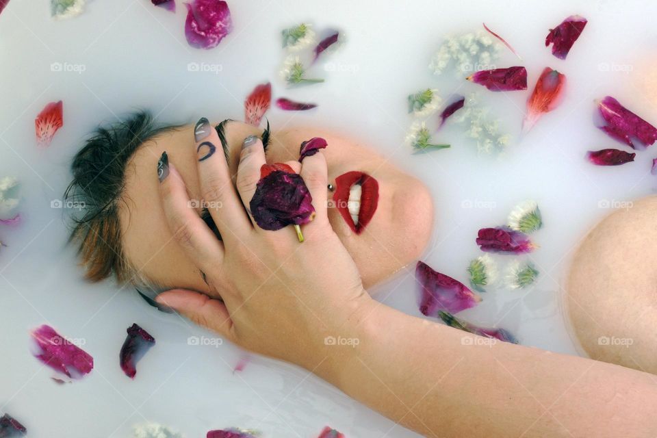 Red Lips and Petals 