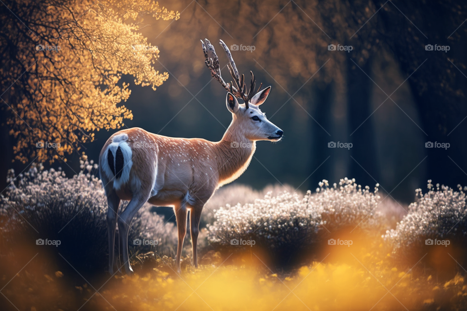 deer waiting for his family in spring