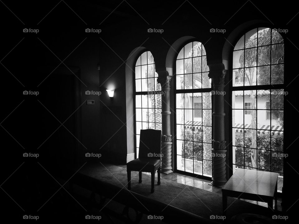 arched windows at historic interior