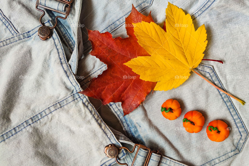 Flat lay autumn composition