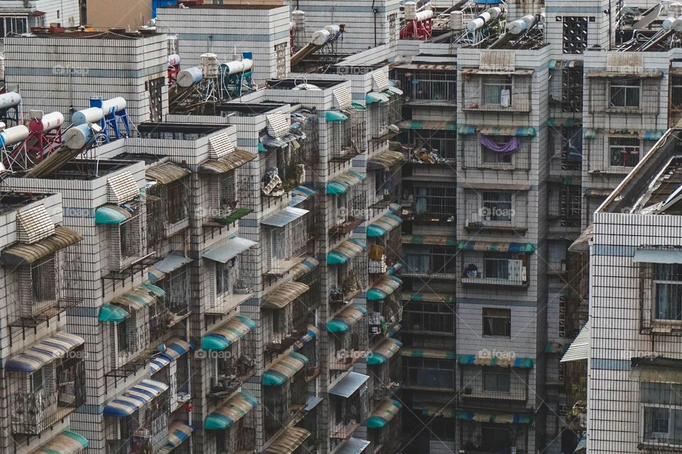 Old and interesting apartment building in Kunming, China 