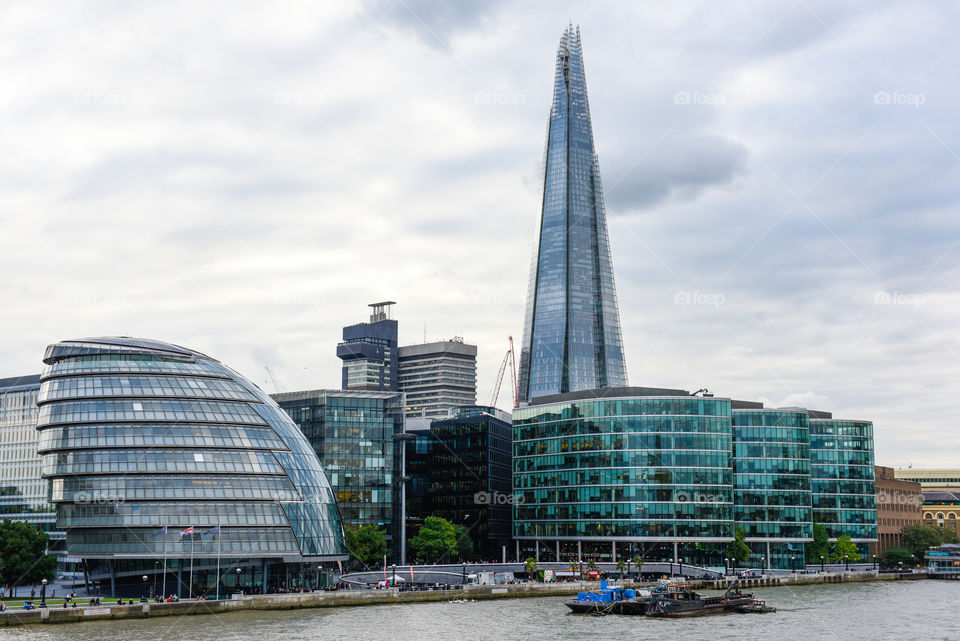 Landscape of London city with City Hall and the Shard.