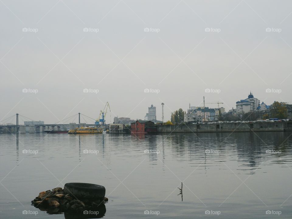 Dnipro River, views of Podil, Kyiv city, Fall 2016