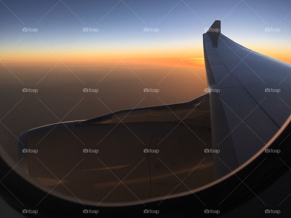 Flying with sunset