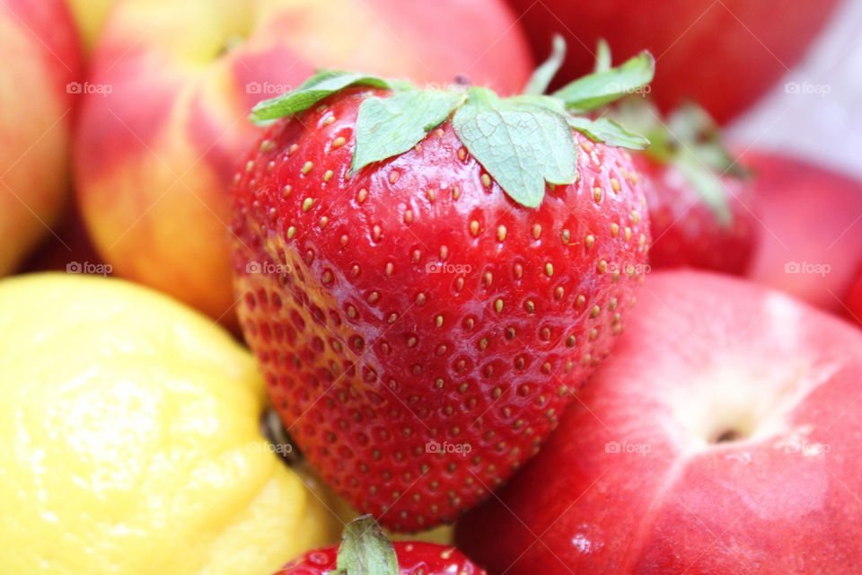 strawberry, lemon and peaches