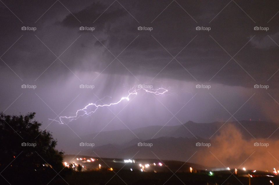 Summertime Lightning storm over Albuquerque, New Mexico
