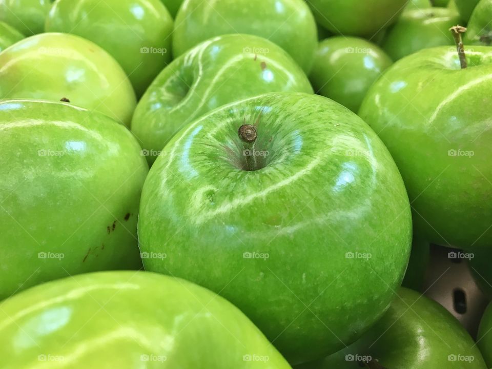 Full frame of green apples