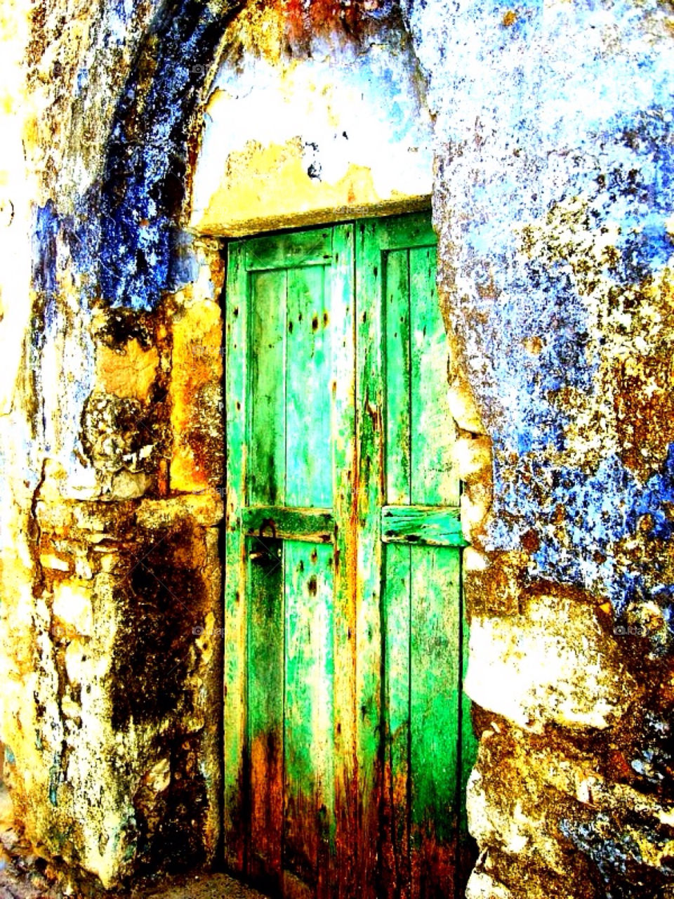 house door greece rustic by merethe