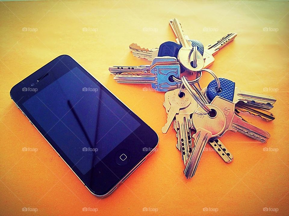 smartphone and keys