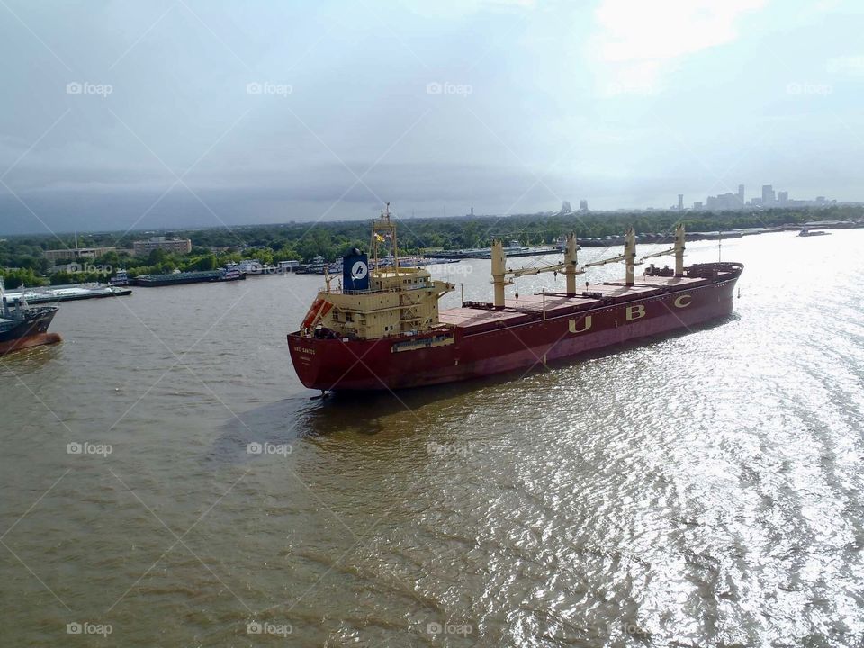 Cargo Ship in Mississippi River 