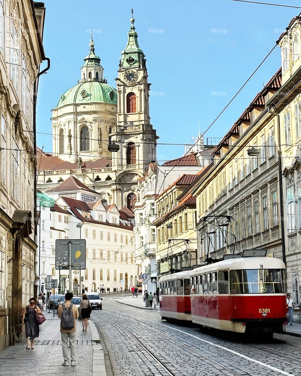 Public transportation red tram