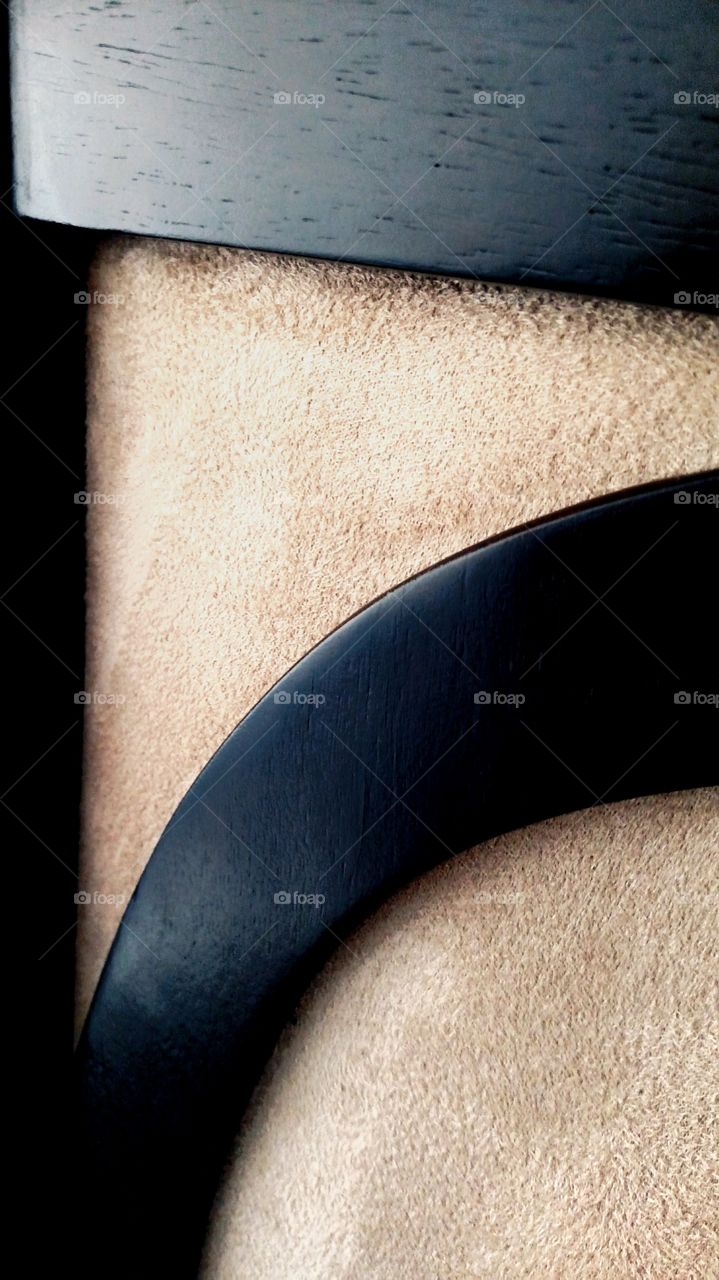 curved abstract chair suede wood