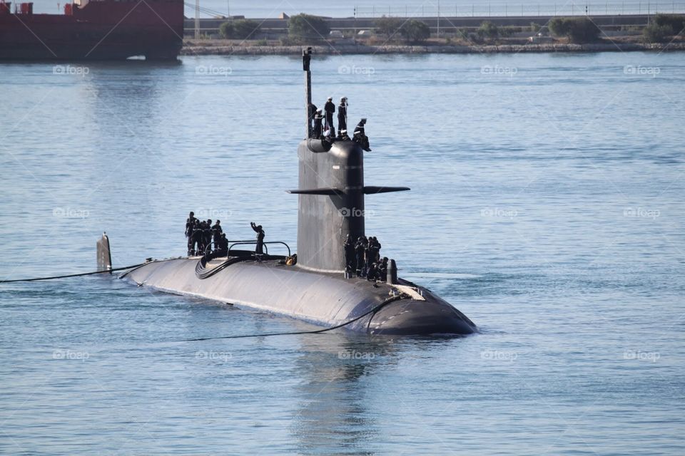 Submarine with crew