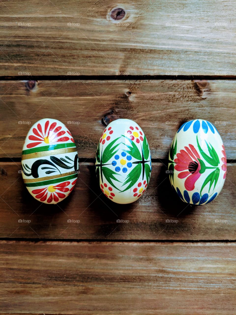 Traditional Polish wooden Easter eggs