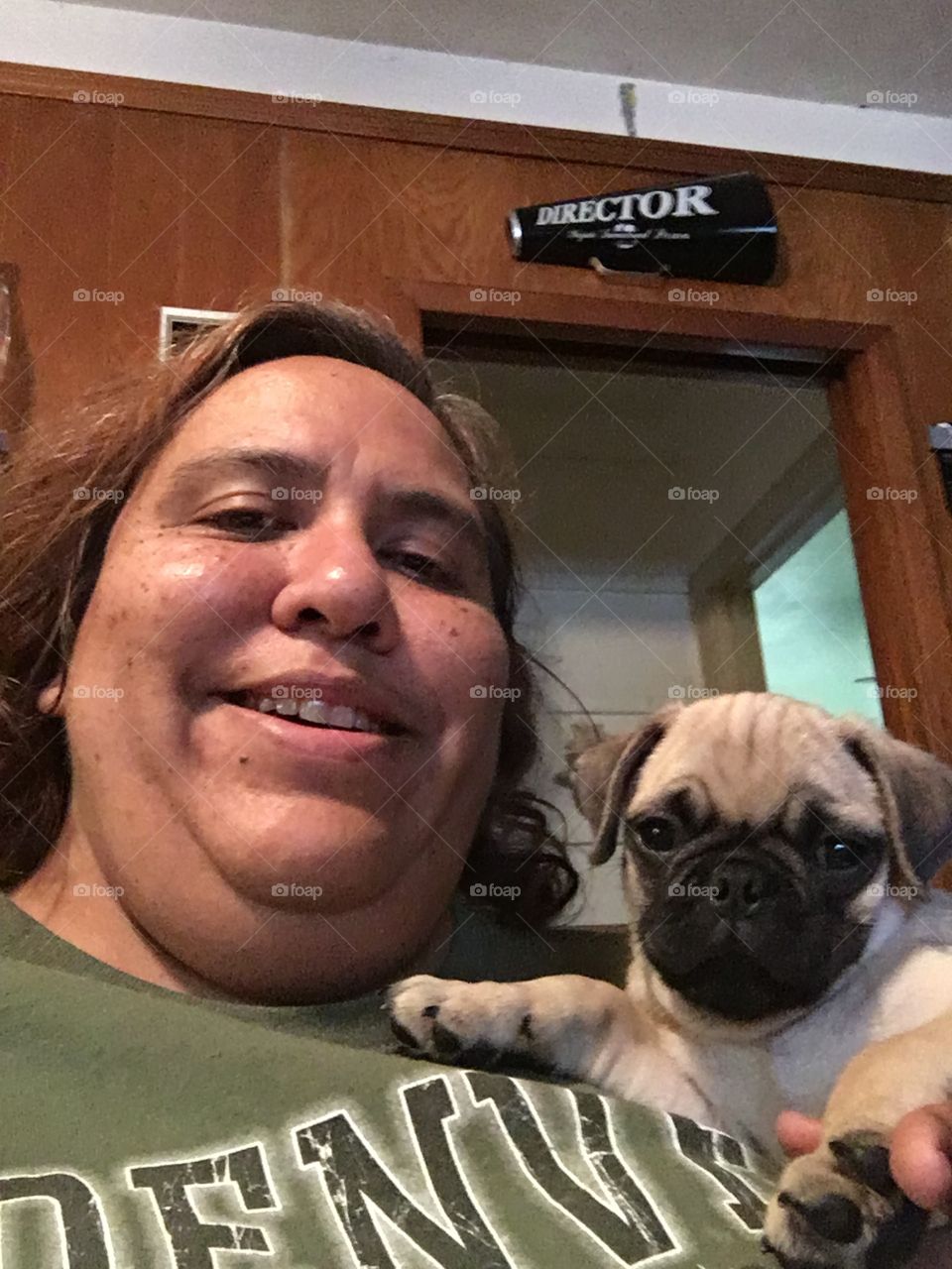 Smiling woman with her pet