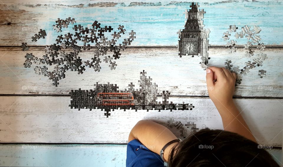Completing a London jigsaw puzzle
