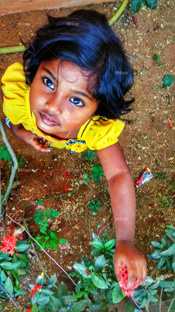 A child in garden