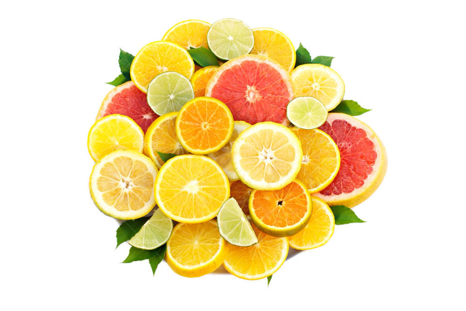 Plate with a variety of citrus