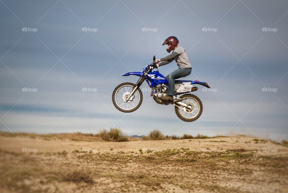 Flying on a motorcycle 