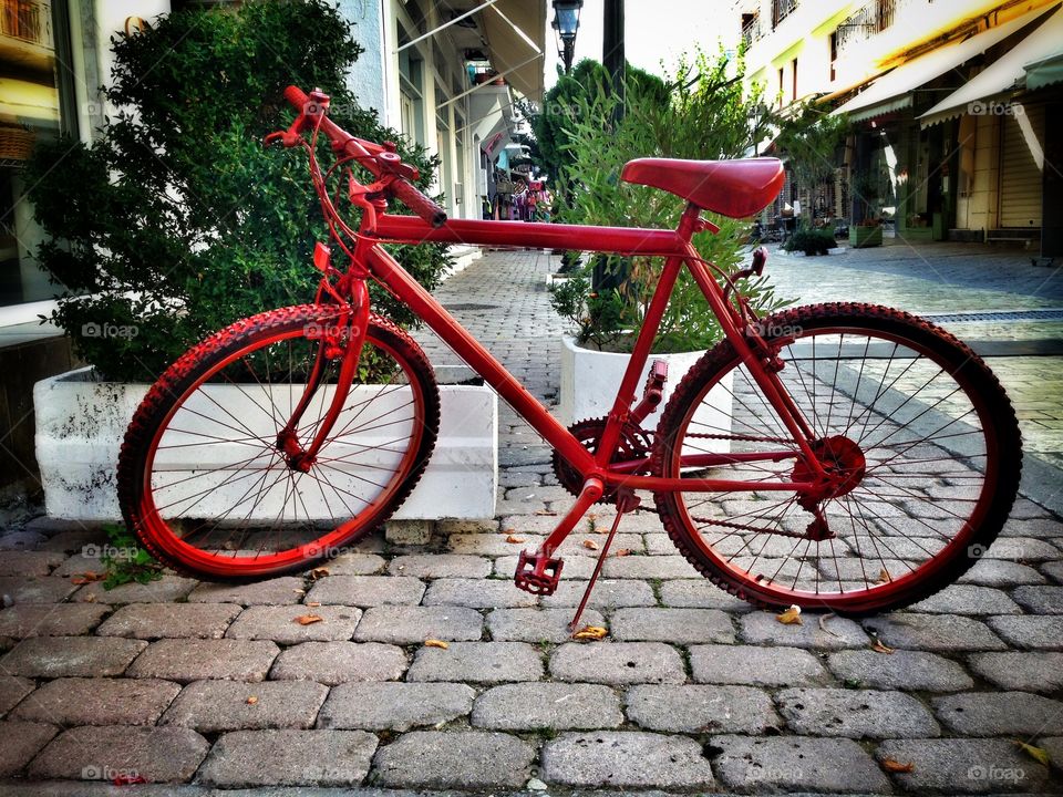 Red bicycle. Red bicycle