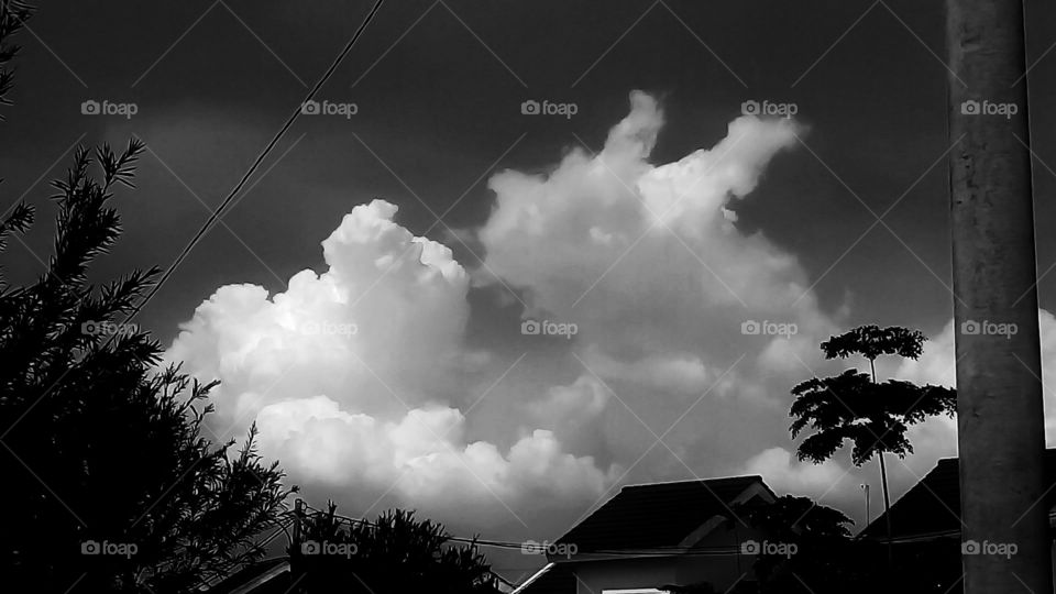 View of sky in black and white