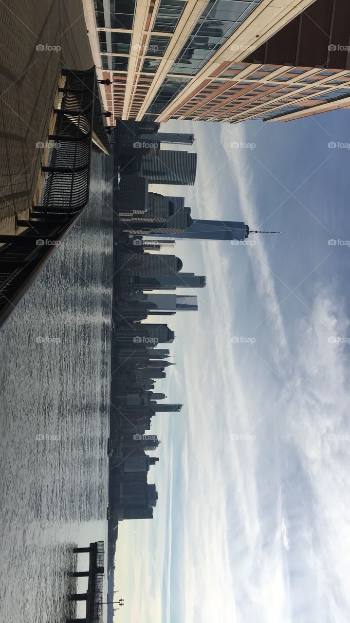 New York City Skyline Overlooking River 