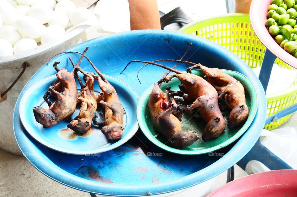 Weird food in an Asian market.