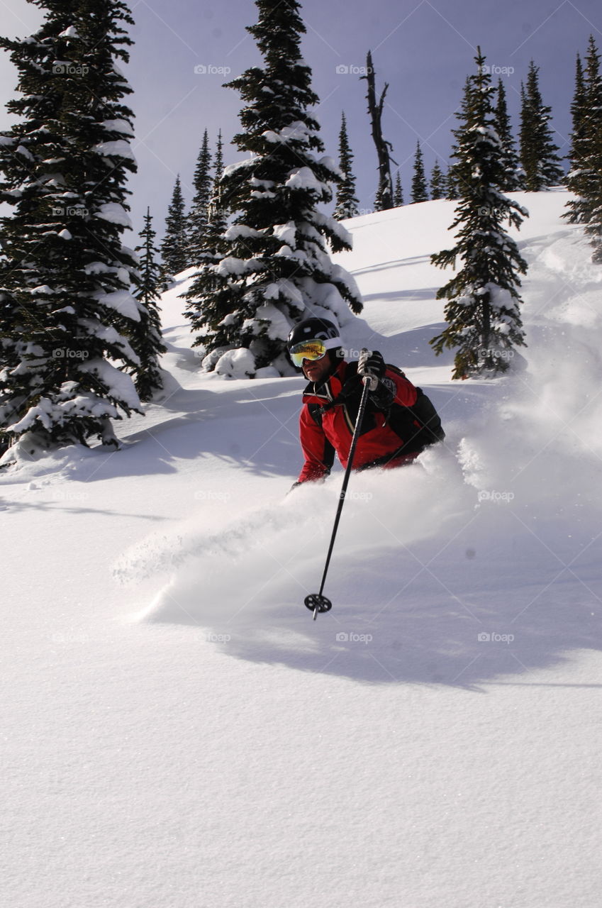 Powder skiing in British Columbia, Rockies, Canada