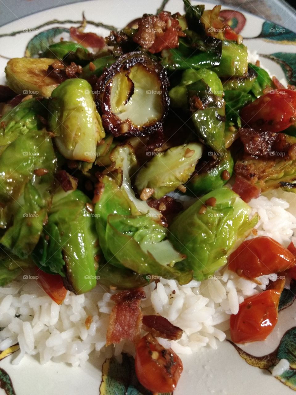 brussel sprouts and rice