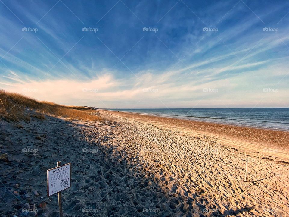 Winter beach - no people on the beach on a sunny but cold December day on Cape Cod. 