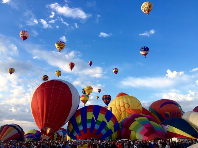 Balloon Fiesta 2015 ABQ. Up in the air, shot of some great colorful balloons!
