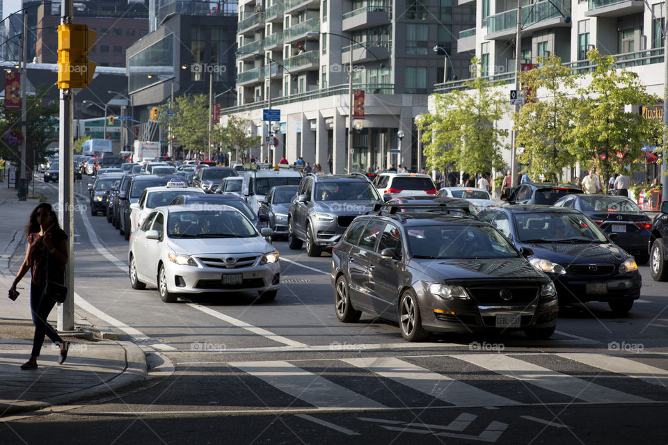 Street traffic downtown Toronto Canada 