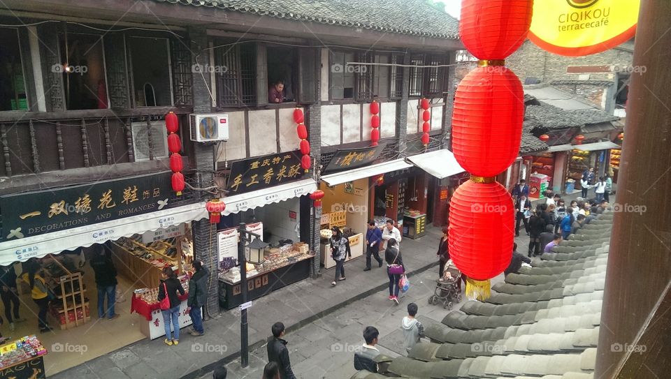 Ciqikou. street in the historic town Ciqikou in China