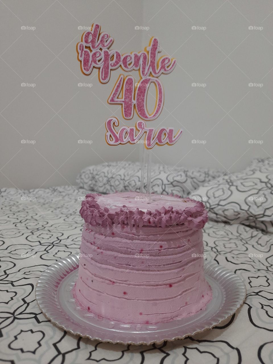 Pink cake with Sara top suddenly 40