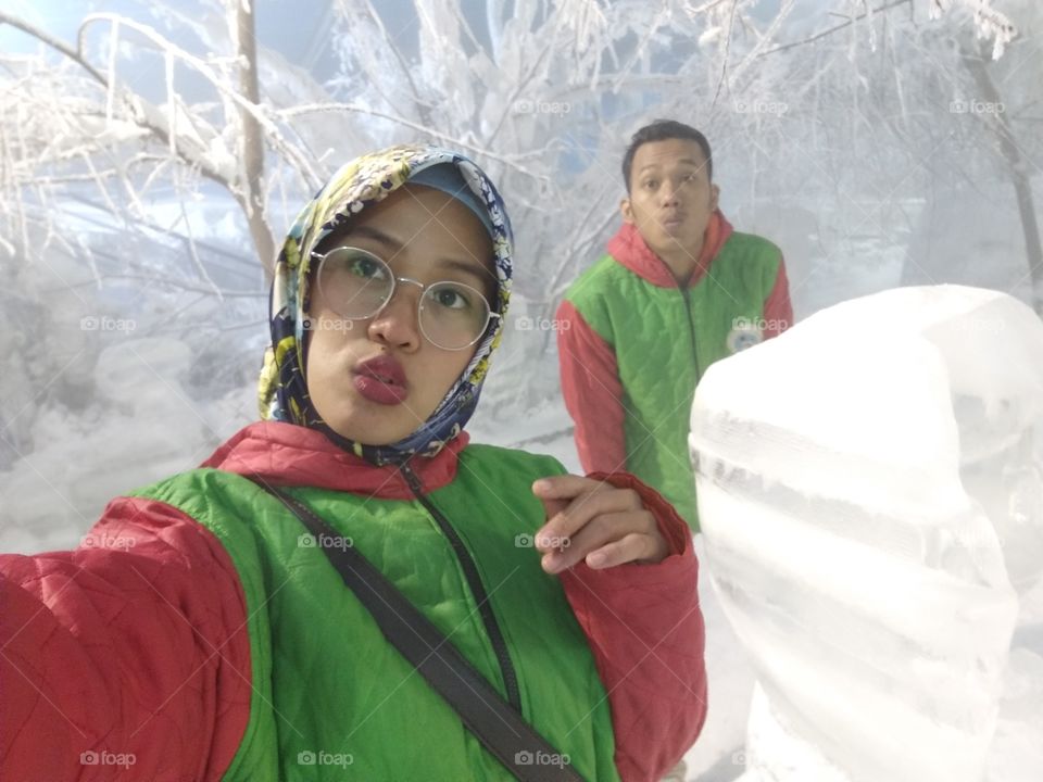 With honey in snow world